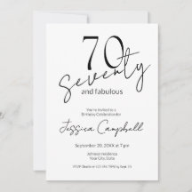 Seventy and Fabulous Script Black 70th Birthday