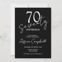 Seventy and Fabulous Script Black 70th Birthday