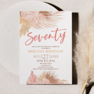 Seventy Boho Pink Floral 70th Birthday Party Invitation