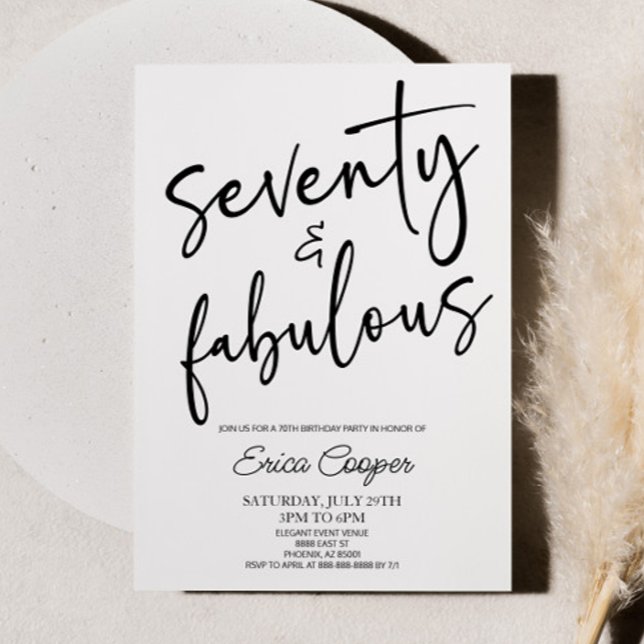 Seventy & Fabulous Minimal 70th Birthday Party Invitation (Creator Uploaded)