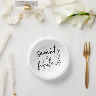 Seventy & Fabulous Minimal 70th Birthday Party Paper Plate