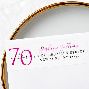 Seventy Fabulous Pink 70th Birthday Return Address