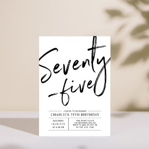 Seventy Five Modern 75th Birthday Party Invitation
