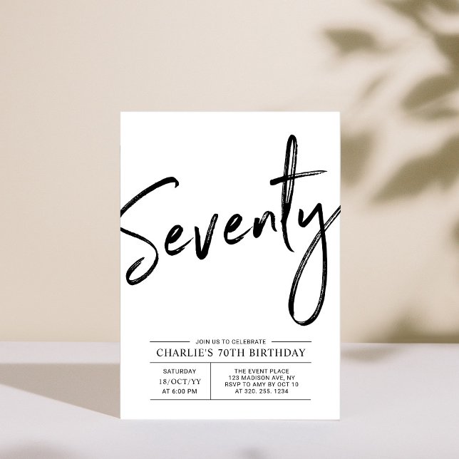 Seventy | Modern 70th Birthday Party Invitation (Creator Uploaded)