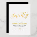 Seventy | Modern Gold 70th Birthday Party<br><div class="desc">Celebrate your special day with this stylish 70th birthday party foil invitation. This design features a chic gold foil text "Seventy" with a clean layout. More designs and party supplies are available at my shop BaraBomDesign.</div>