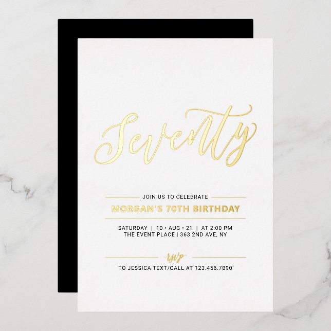 Seventy | Modern Gold 70th Birthday Party (Front/Back)