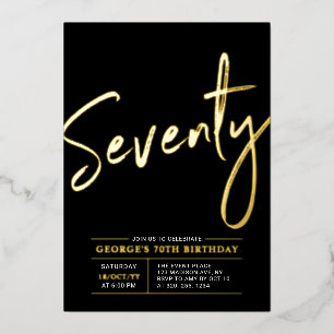 Seventy   Modern Gold & Black 70th Birthday Party