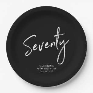 Seventy Modern Lettering 70th Birthday Party Paper Paper Plate