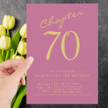 Seventy Pink Gold 70th Birthday Party Invitation<br><div class="desc">Make your 70th birthday extra special with this gorgeous pink and gold invitation from Zazzle! Our pink custom party invites feature a beautiful script font in bold gold accents for a luxurious touch. Customise the details of your event on the back of the card. Gather your closest family and friends...</div>