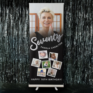 Seventy silver black 70th Birthday party 8 photos  Retractable Banner