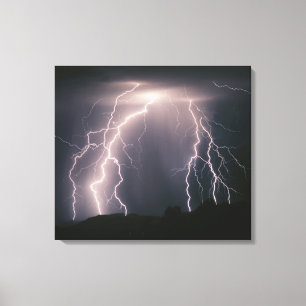 Several cloud to ground lightning flashes from a t canvas print