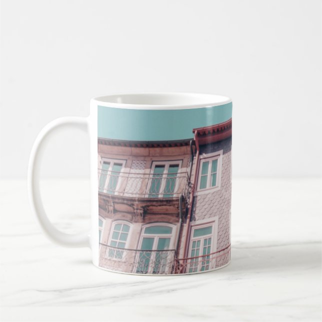 SEVERAL PINK HOUSES WITH GLASS WINDOWS COFFEE MUG (Left)