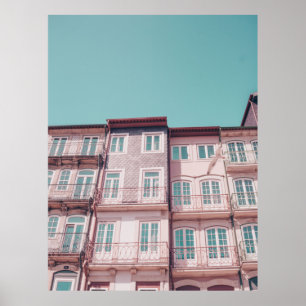 SEVERAL PINK HOUSES WITH GLASS WINDOWS POSTER