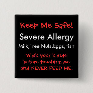 Severe Allergy 15 Cm Square Badge