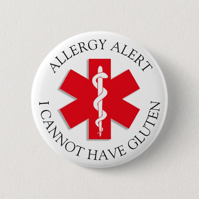Severe GLUTEN Allergy Alert Button (Front)