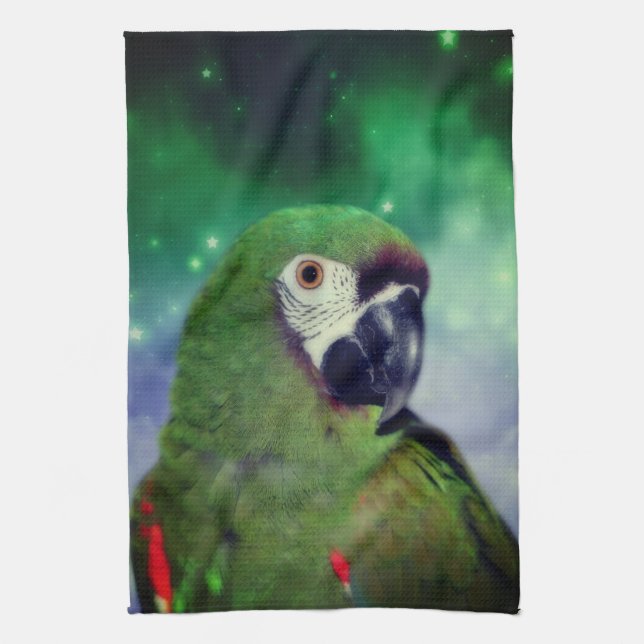 Severe Macaw Parrot Close Up  Tea Towel (Vertical)