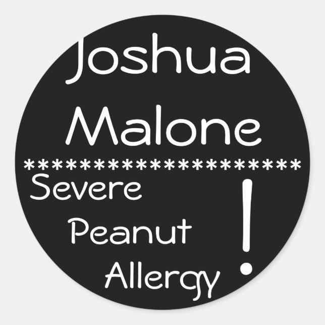 Severe Peanut Allergy Label (Front)