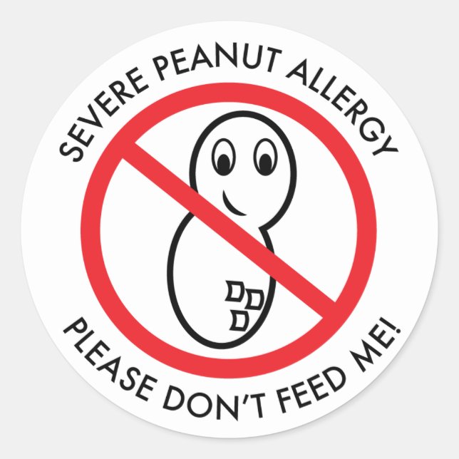 Severe Peanut Allergy Sticker (set of 6) (Front)