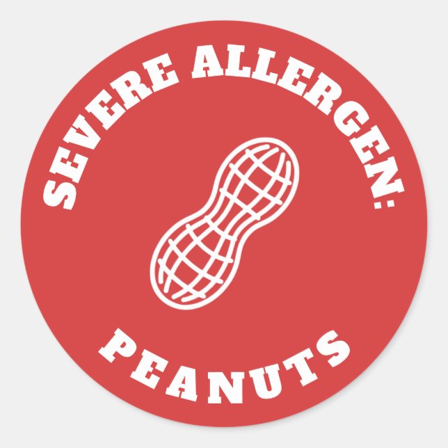Severe Peanut Allergy Warning Sticker Medical Aler (Front)