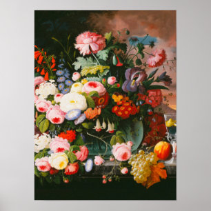 Severin Roesen - Still Life Of Flowers And Fruit Poster