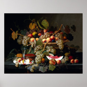 Severin Roesen Still Life with Fruit Poster