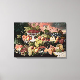 Severin Roesen - Two-Tiered Still Life with Fruit Canvas Print