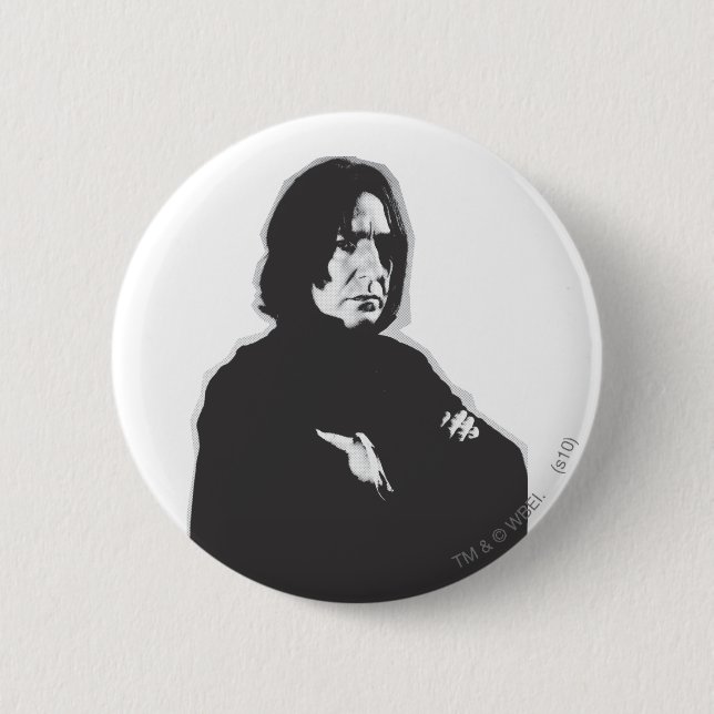 Severus Snape Arms Crossed B-W 6 Cm Round Badge (Front)