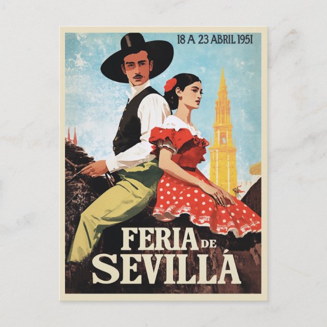 Sevilla Feria de Abril 1951 Vintage Postcard (Front)