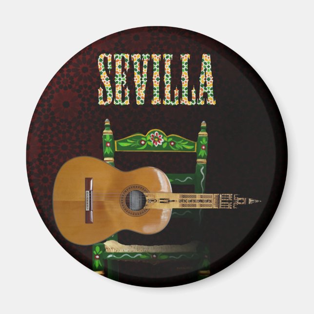 SEVILLA. Flemish Guitar with Giralda of Seville. Magnet (Front)