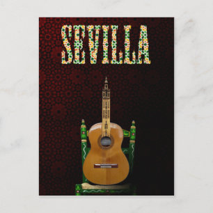 SEVILLA. Guitarra flamenca con Giralda de Sevilla. Postcard