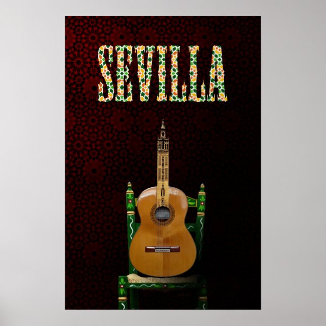 SEVILLA. Guitarra flamenca con Giralda de Sevilla. Poster (Front)