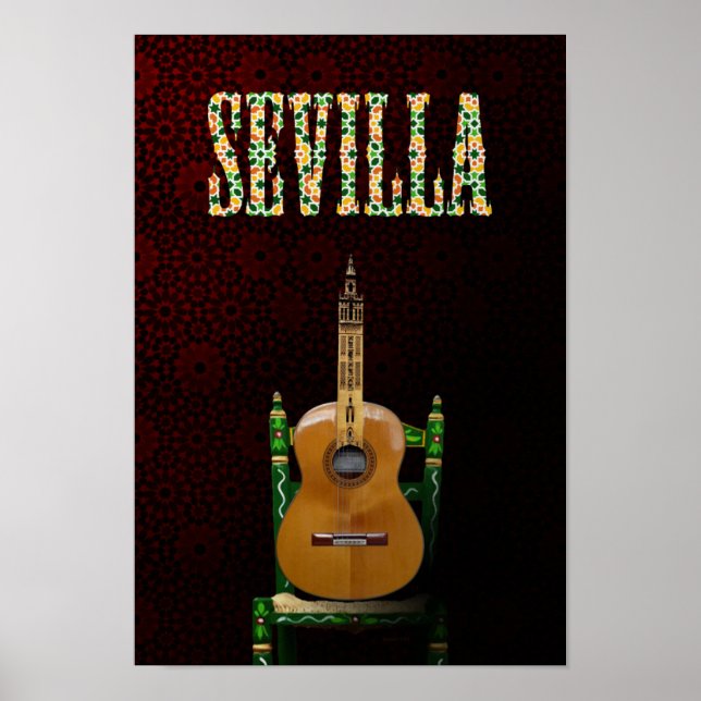 SEVILLA. Guitarra flamenca con Giralda de Sevilla. Poster (Front)