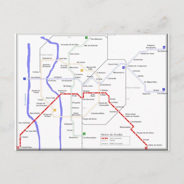 Sevilla Metro Map Postcard (Front)