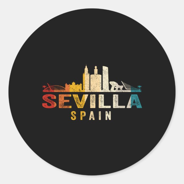 Sevilla Skyline Spain Classic Round Sticker (Front)
