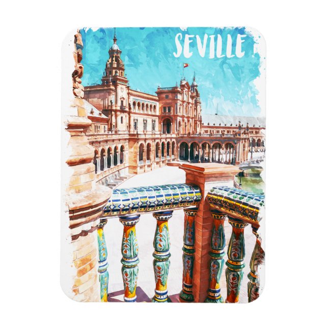 Sevilla Spain Architecture Watercolor Magnet (Vertical)