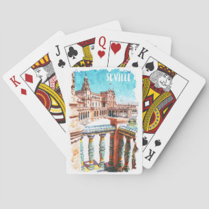 Sevilla Spain Architecture Watercolor Playing Cards