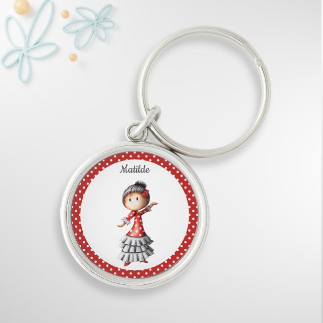 Sevillana Flamenco Dancer in Red Dress Spanish Key Ring (Creator Uploaded)