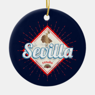 Seville Andalusia Spain Retro Flamenco Vintage Lug Ceramic Tree Decoration
