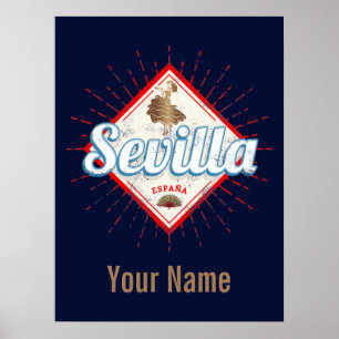 Seville Andalusia Spain Retro Flamenco Vintage Lug Poster