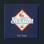 Seville Andalusia Spain Retro Flamenco Vintage Magnet<br><div class="desc">Seville capital of Spain with Flamenco dancer Vintage souvenir for Andalusia vacation. Seville with Retro Spain Flamenco fans as souvenirs for Semana Santa and Feria de Abril. Seville lifestyle for urban backpackers and Spanish city trips. Seville in Andalusia and capital city in Spain Vintage flamenco fan design souvenir. Seville retro...</div>