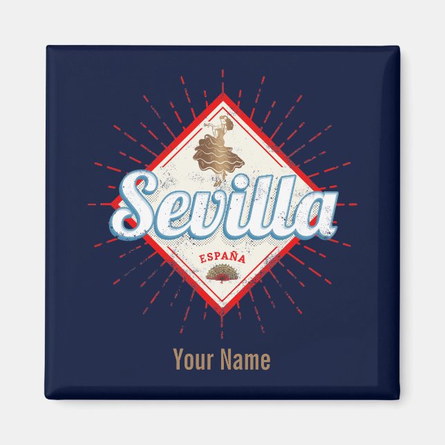 Seville Andalusia Spain Retro Flamenco Vintage Magnet (Front)