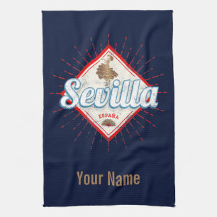 Seville Andalusia Spain Retro Flamenco Vintage Tea Towel