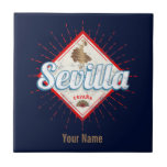 Seville Andalusia Spain Retro Flamenco Vintage Tile<br><div class="desc">Seville capital of Spain with Flamenco dancer Vintage souvenir for Andalusia vacation. Seville with Retro Spain Flamenco fans as souvenirs for Semana Santa and Feria de Abril. Seville lifestyle for urban backpackers and Spanish city trips. Seville in Andalusia and capital city in Spain Vintage flamenco fan design souvenir. Seville retro...</div>