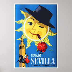 Seville Art Spain Travel Poster Spanish Print 1965