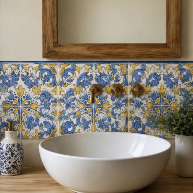 Seville Baroque Blue Golden Scrollwork Mediterrane Tile (Creator Uploaded)