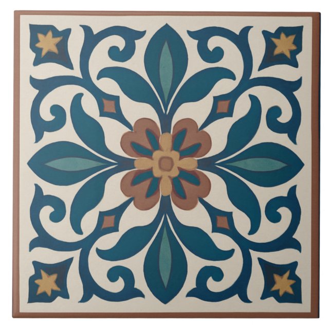 Seville Garden – Andalusian Floral Tile Art (Front)