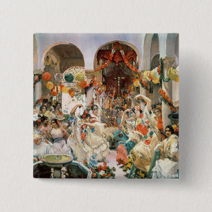 Seville (oil on canvas) 15 cm square badge