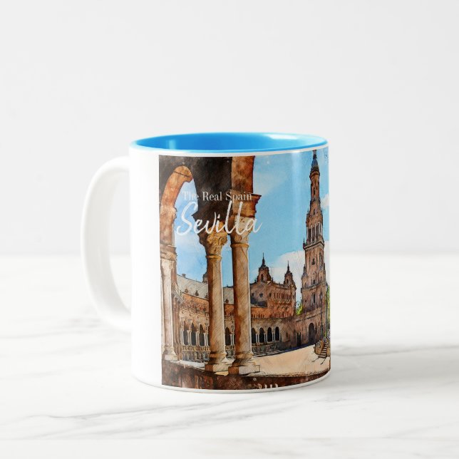 Seville  Plaza de Espana Two-Tone Coffee Mug (Front Left)