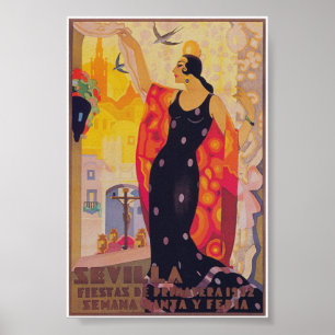 Seville Spain 1932 Spring Festival Vintage Travel Poster