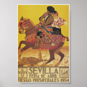 Seville Spain 1934 April Fair Vintage Travel Poster